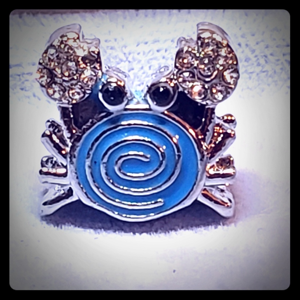 925 Silver Blue European Crab Charm